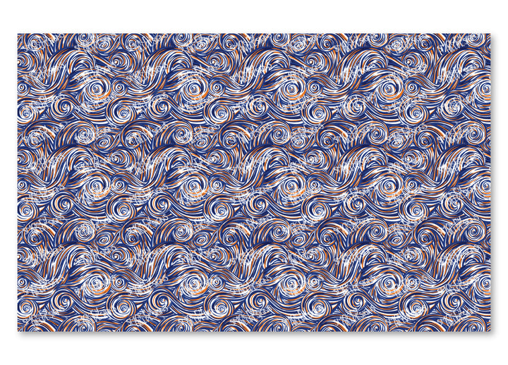 PatternPly® Scattered Dark Blue and Orange Swirls