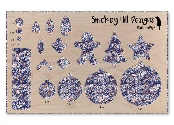 PatternPly® Scattered Dark Blue and Orange Swirls