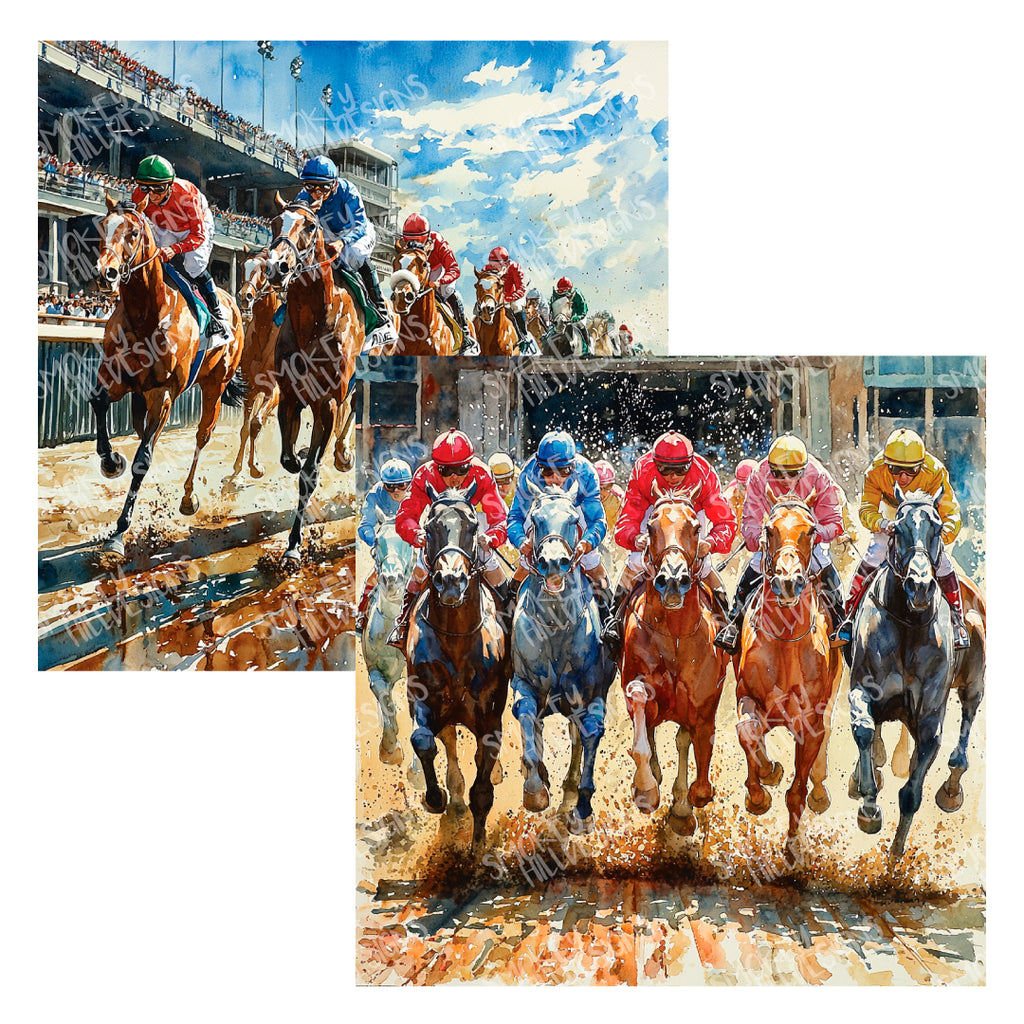 PatternPly® Transparent Race Horses sheet showing the pattern
