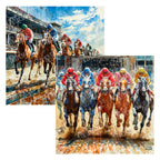 PatternPly® Full Coverage Race Horses sheet showing the pattern