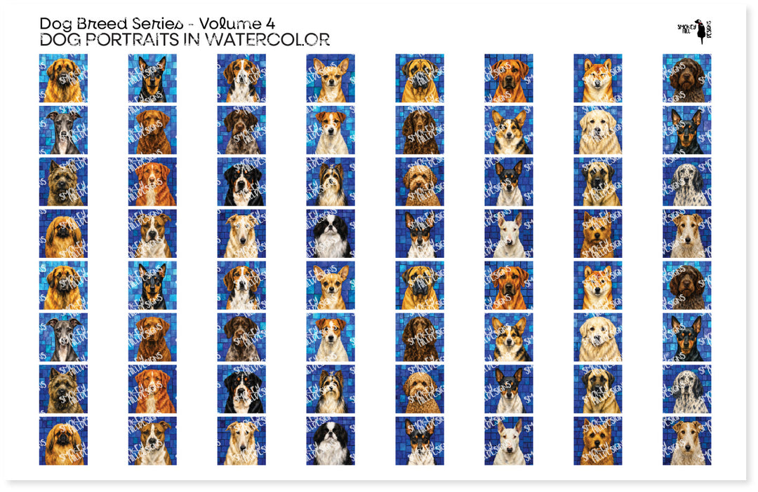 PatternPly® Transparent Dog Breed Series Volume 4 Dog Portraits in Watercolor Teeny Sampler