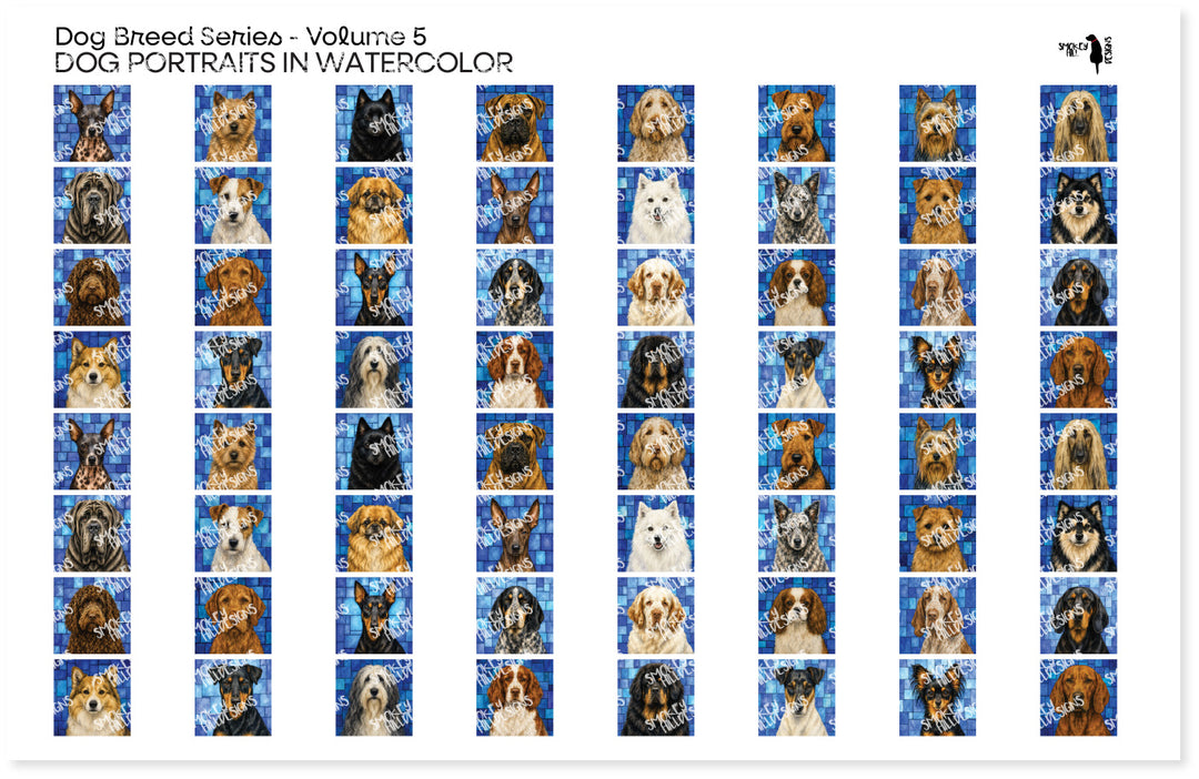 PatternPly® Transparent Dog Breed Series Volume 5 Dog Portraits in Watercolor Teeny Sampler