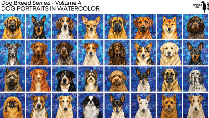 PatternPly® Transparent Dog Breed Series Volume 4 Dog Portraits in Watercolor Sampler