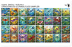 PatternPly® Full Coverage Insect Series Volume 1 Dragonflies Sampler: sampler sheet of small art scene designs