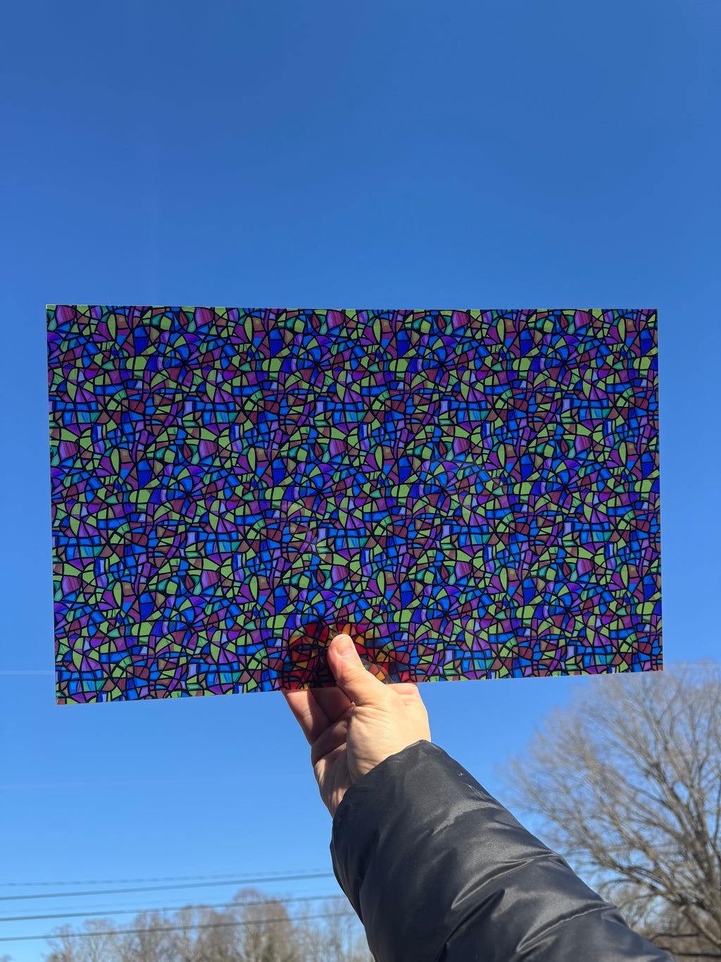 PatternPly® Transparent Bright Stained Glass sheet showing the pattern