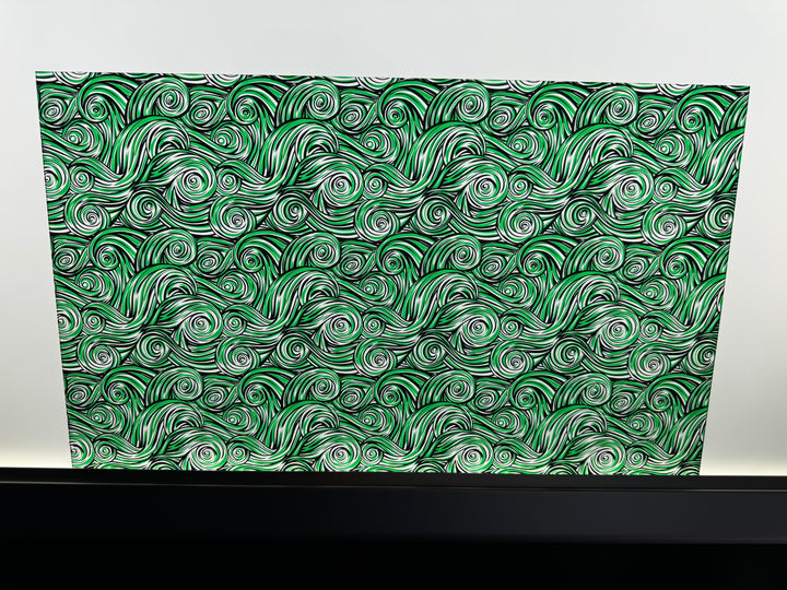 PatternPly® Acrylic Transparent Green and Black Swirls