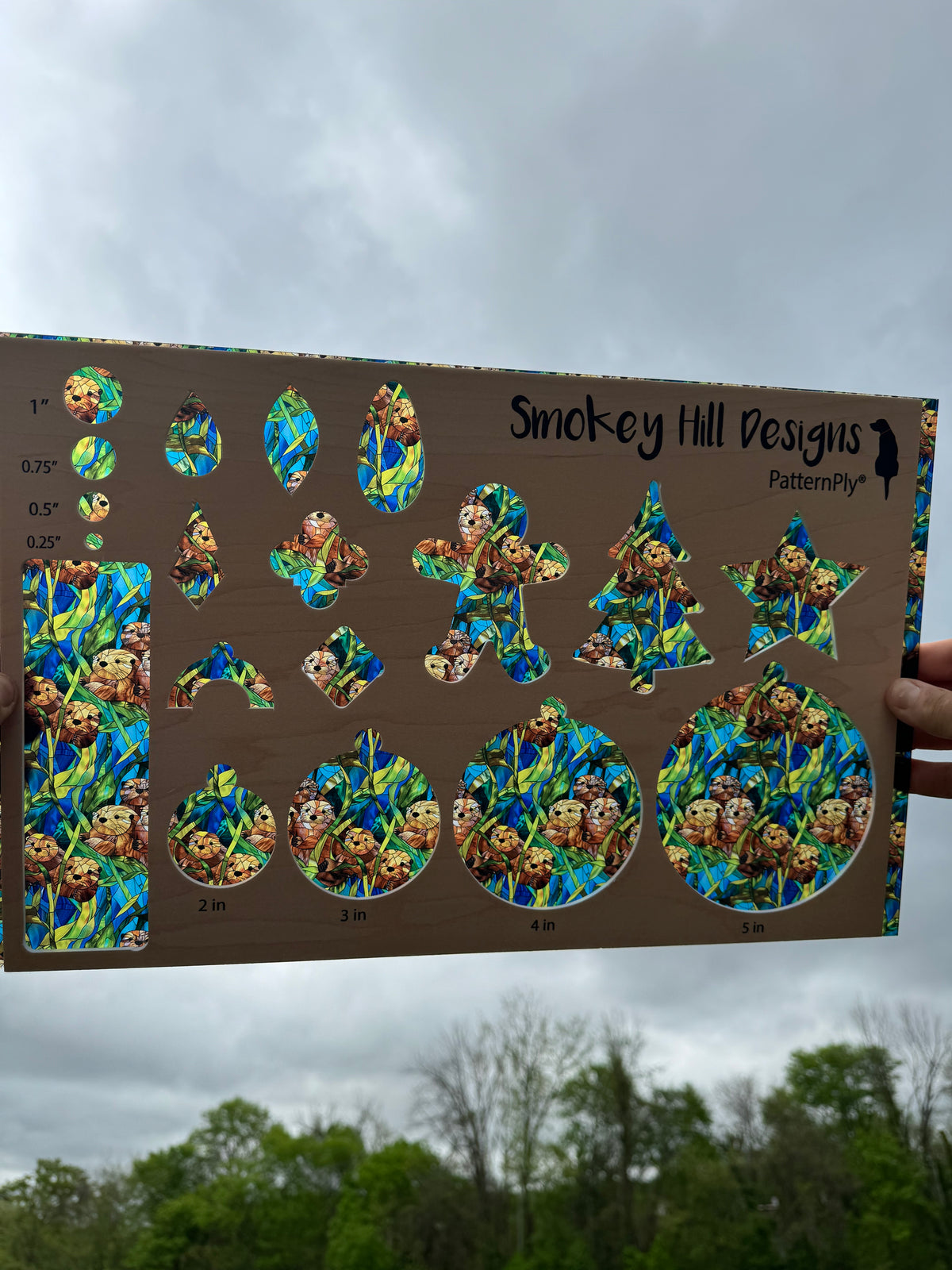 PatternPly® Transparent Stained Glass Sea Otters Large product photo 2
