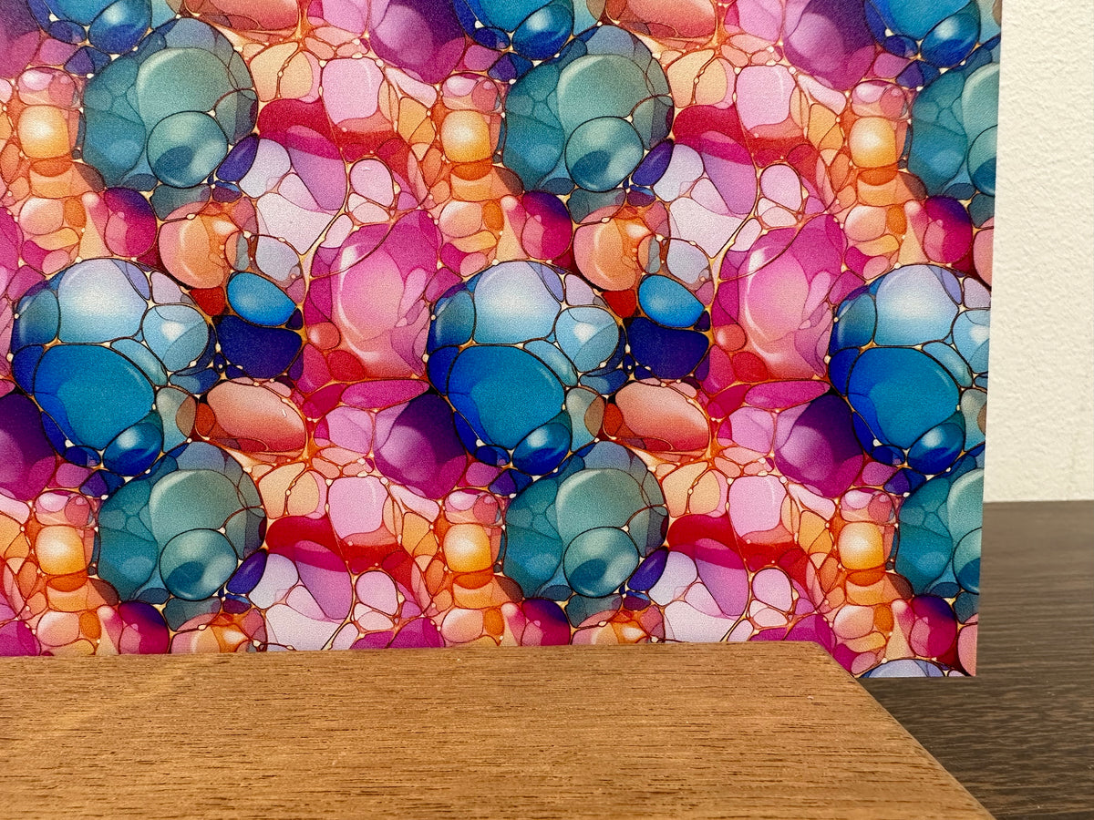 PatternPly® Full Coverage Pastel Bubbles Stained Glass sheet showing the pattern
