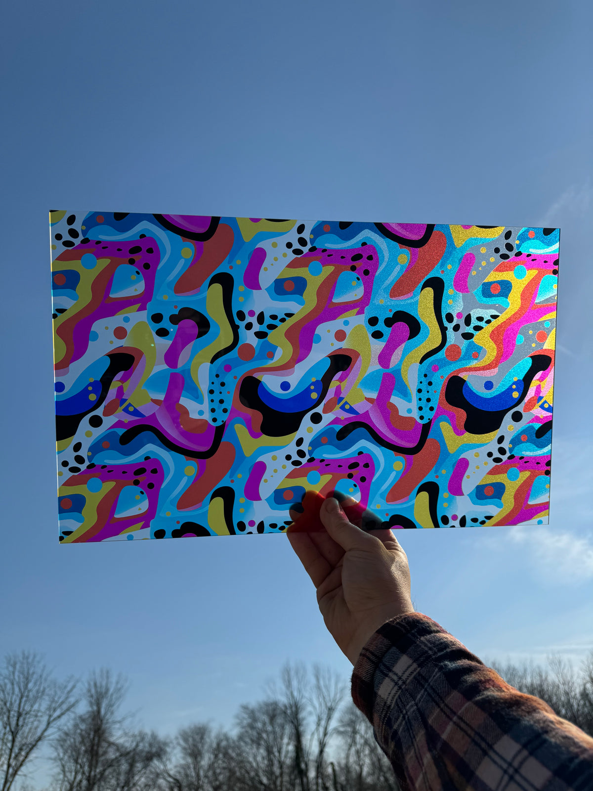 PatternPly® Transparent Retro Bright Geometric sheet showing the pattern