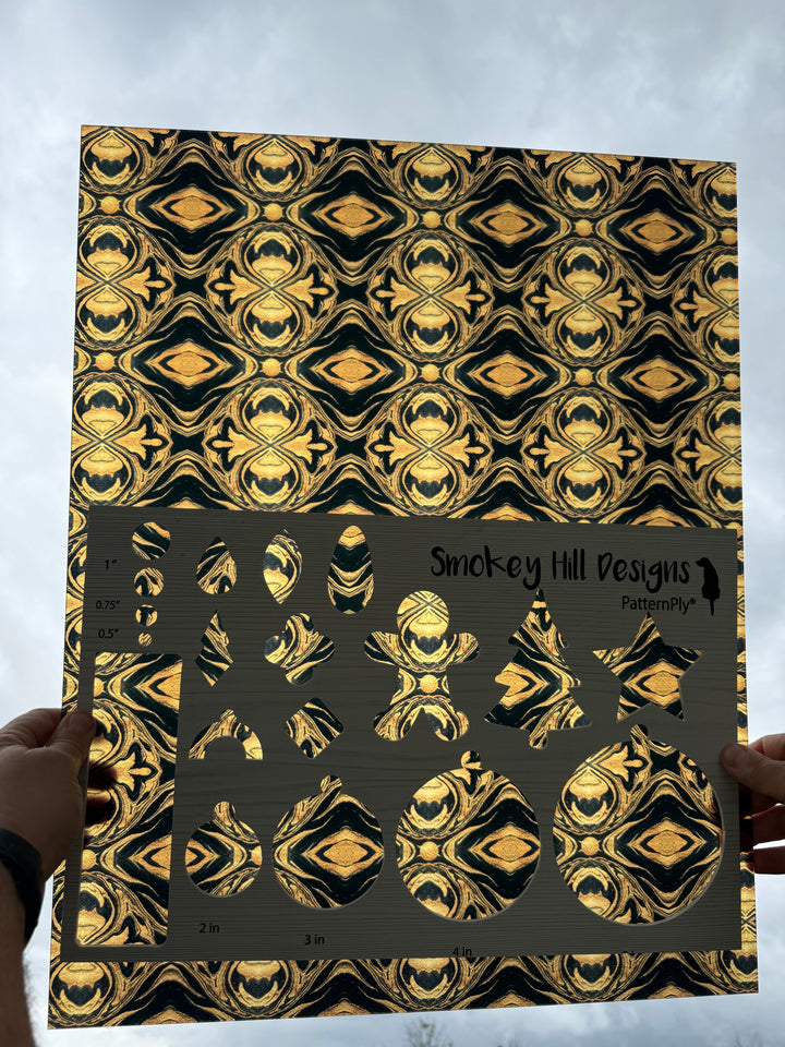 PatternPly® 19x24" Transparent Black and Gold Kaleidoscope XL Scale