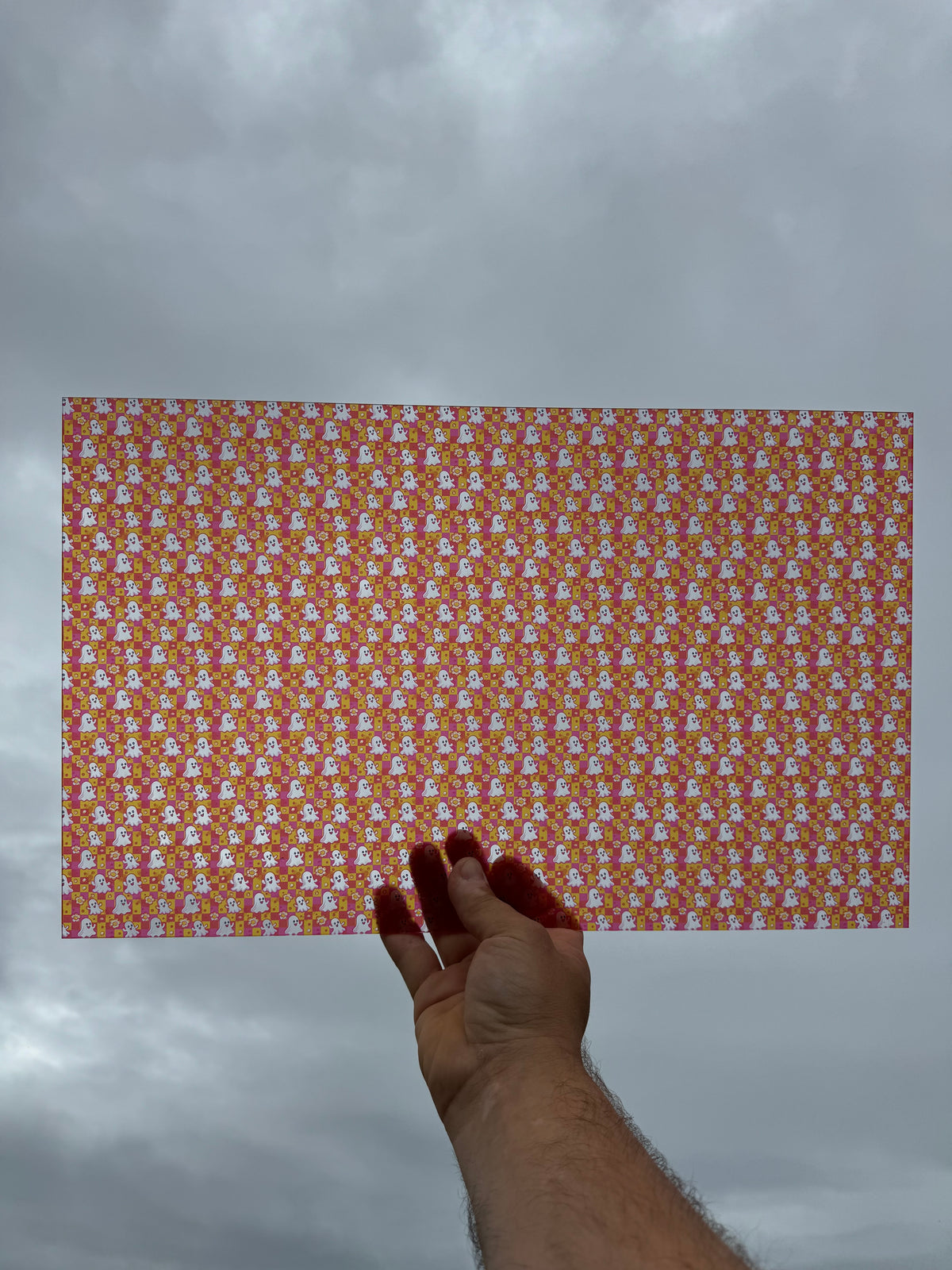 PatternPly® Transparent Hippie Ghosts sheet showing the pattern