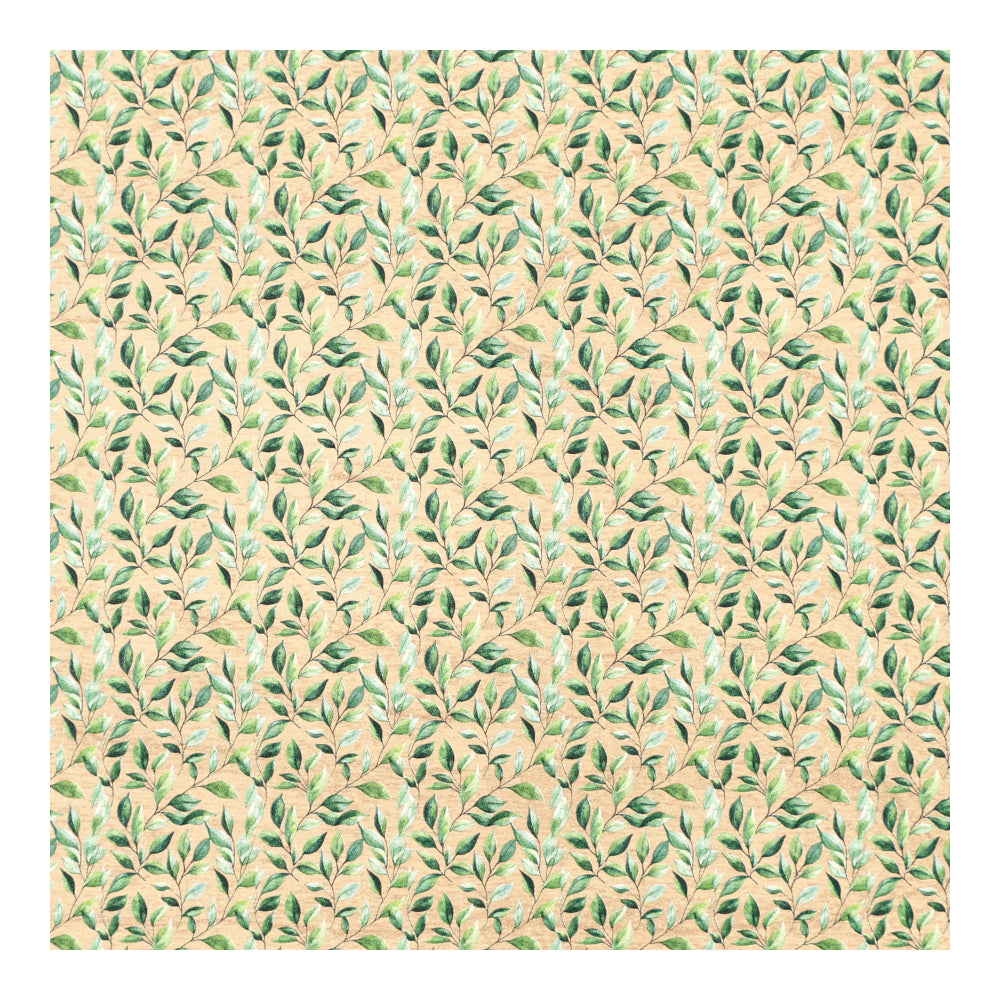 PatternPly® EcoMaple Micro Green Watercolor Leaves sheet showing the pattern