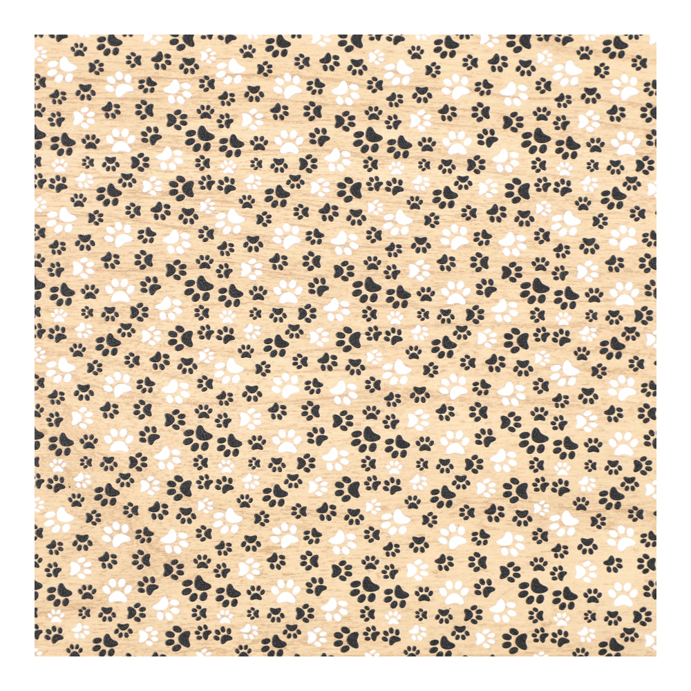PatternPly® EcoMaple Black and White Pawprints sheet showing the pattern