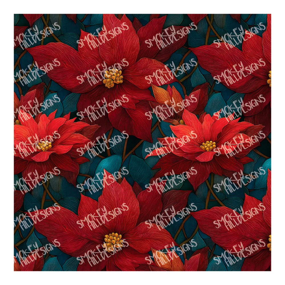 PatternPly® Transparent Emerald Poinsettia