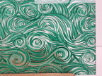 PatternPly® Scattered Emerald Swirls sheet showing the pattern