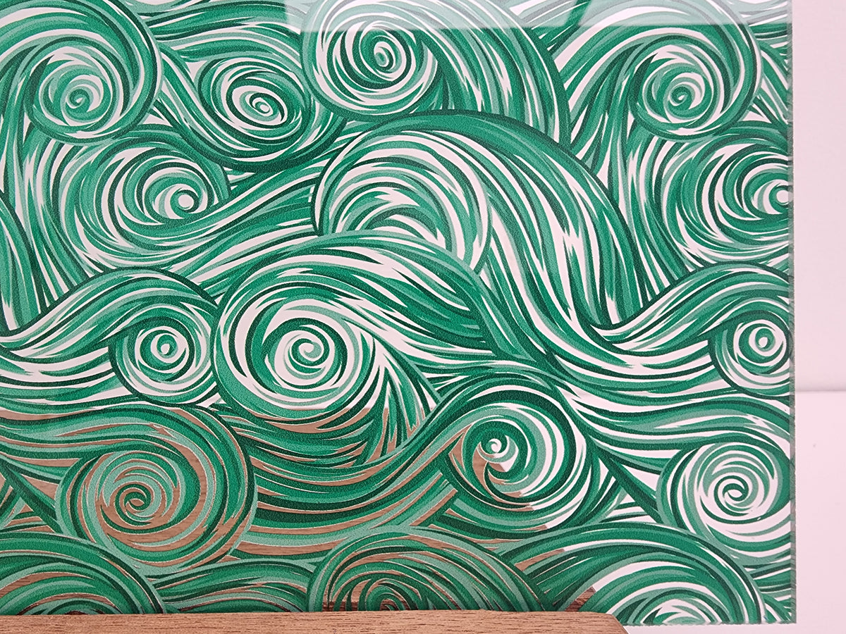 PatternPly® Scattered Emerald Swirls sheet showing the pattern