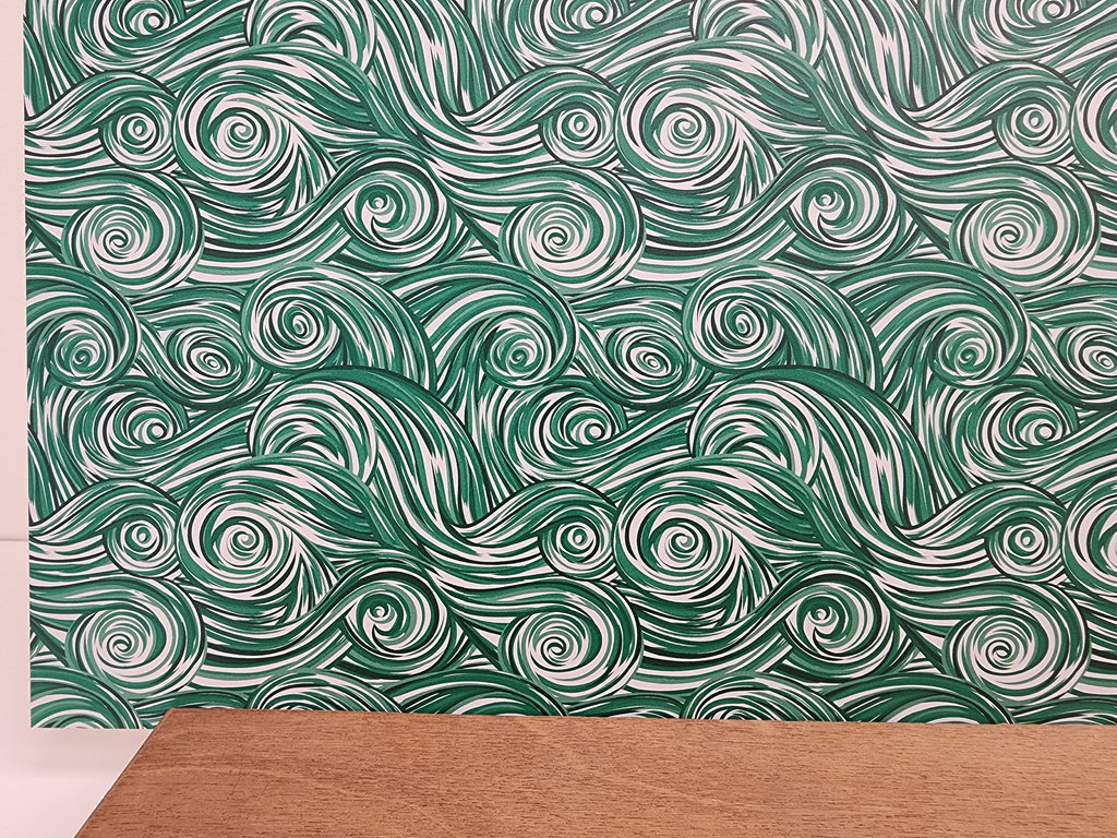 PatternPly® Full Coverage Emerald Swirls sheet showing the pattern