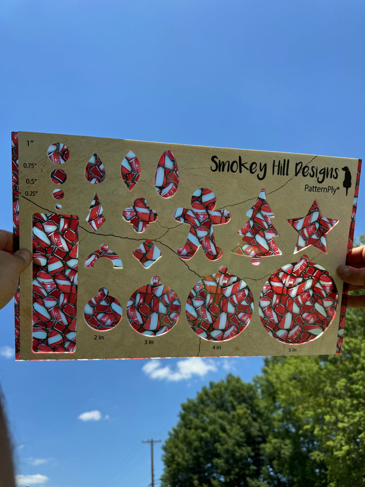 PatternPly® Acrylic Transparent Stained Glass Red and White Candy Cane