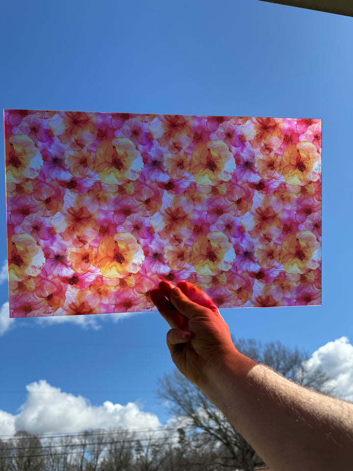 PatternPly® Acrylic Transparent Bright Orange and Pink Floral