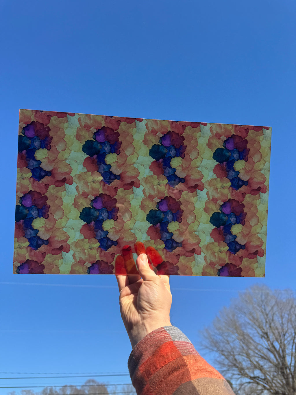 PatternPly® Transparent Warm Ink Blossoms LARGE sheet showing the pattern