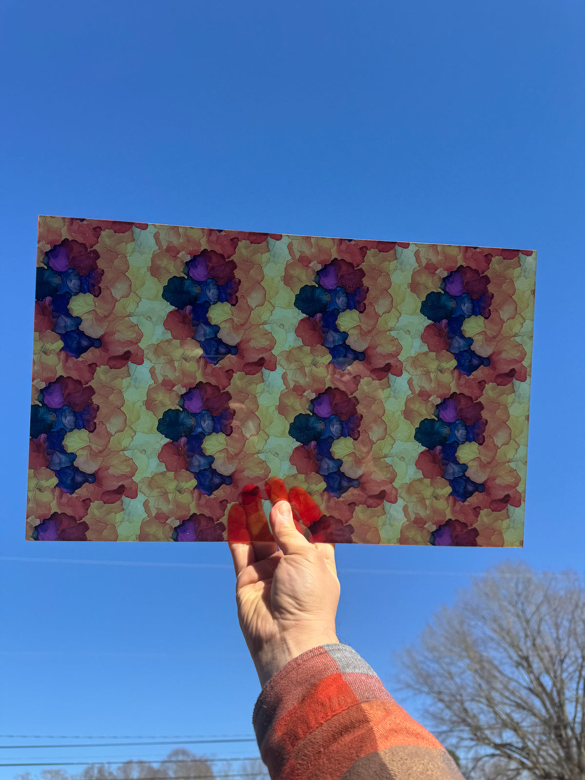 PatternPly® Transparent Warm Ink Blossoms LARGE sheet showing the pattern