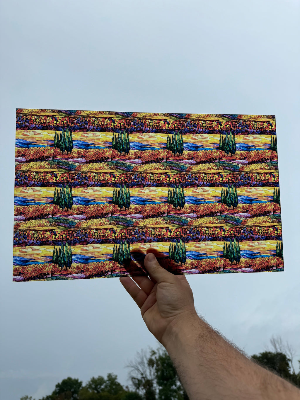 PatternPly® Transparent Stained Glass Wine Country sheet showing the pattern