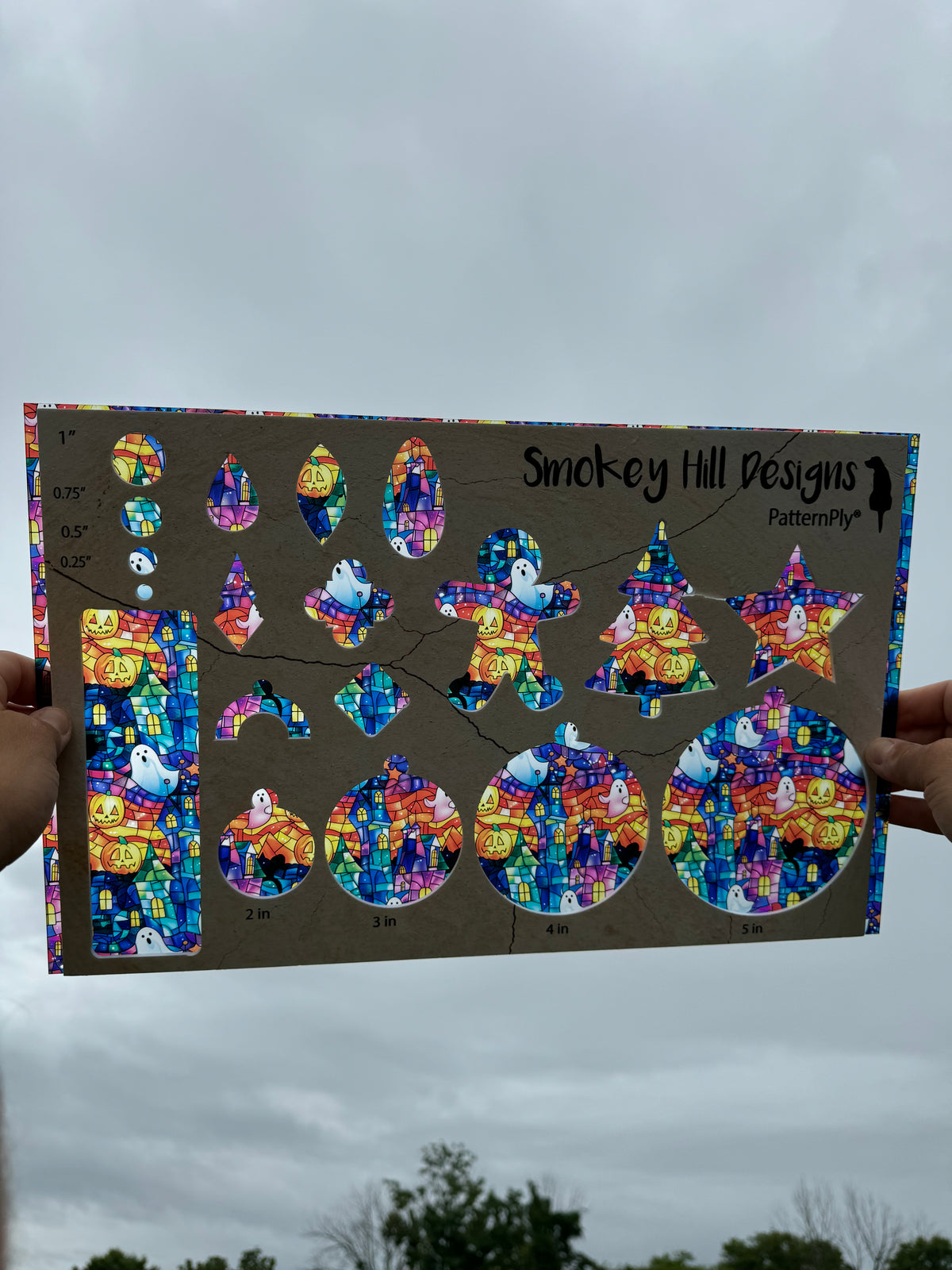 PatternPly® Transparent Stained Glass Rainbow Gradient Haunted House product photo 2