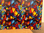 PatternPly® Full Coverage Bright Geometric Stained Glass sheet showing the pattern