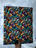PatternPly® 19x24" Transparent Colorful Butterflies XL Scale sheet showing the pattern