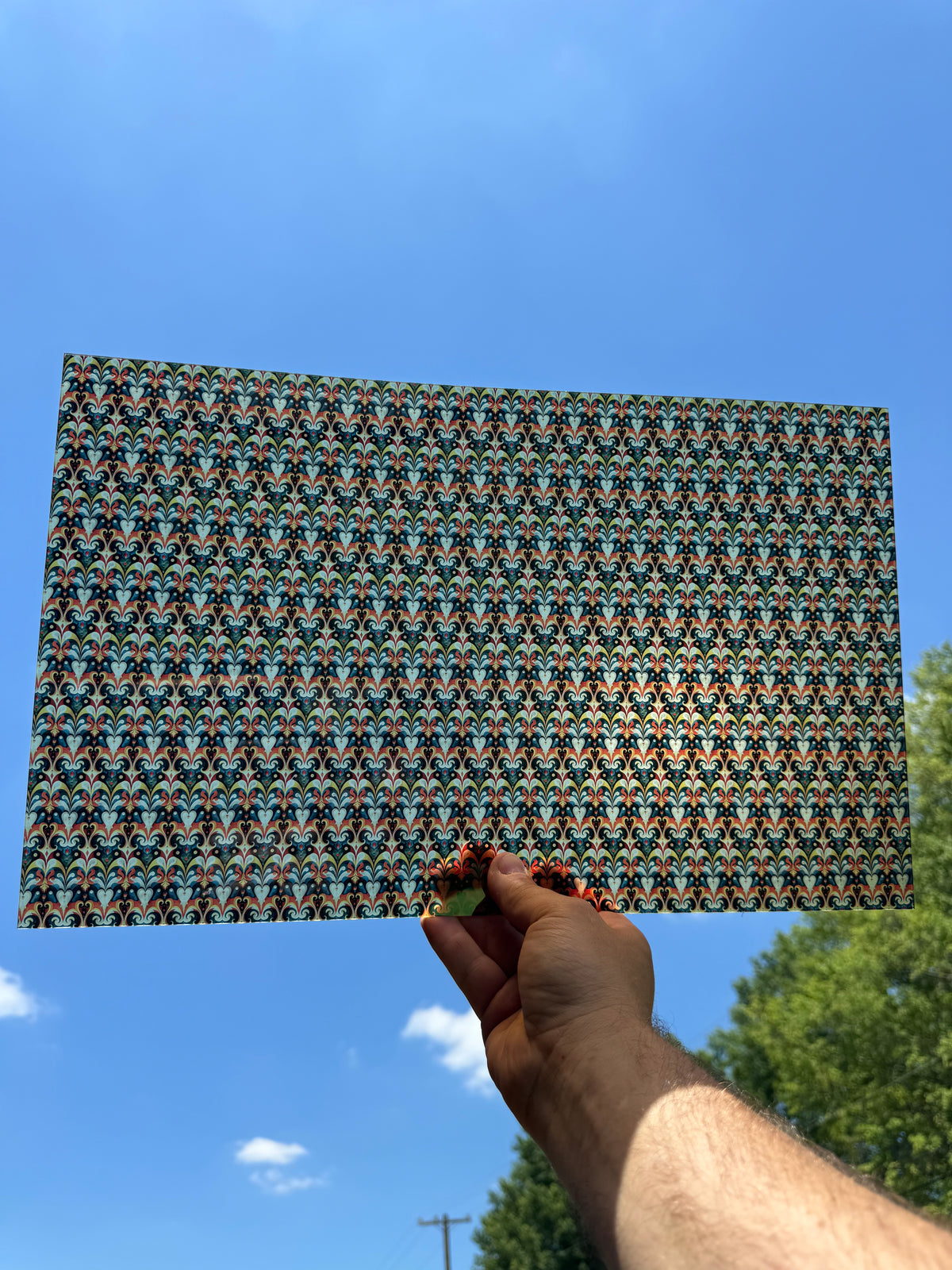 PatternPly® Transparent Trippy Christmas Wrapping sheet showing the pattern