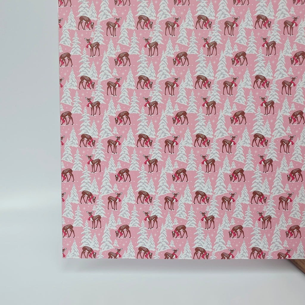PatternPly® Full Coverage Fawn in the Snow Pink sheet showing the pattern