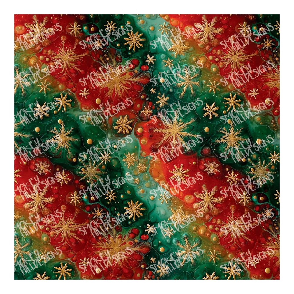PatternPly® Full Coverage Festive Gold Snowflakes
