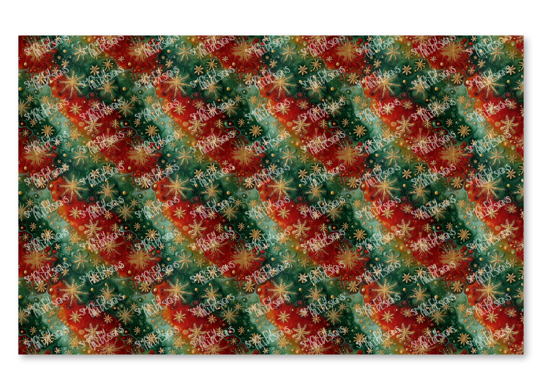 PatternPly® Transparent Festive Gold Snowflakes