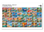PatternPly® Full Coverage Flamingoes Volume 1 Flamingo Fever Sampler: sampler sheet of small art scene designs