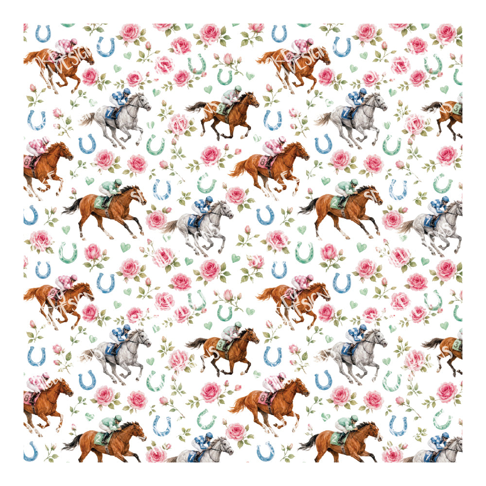 PatternPly® Scattered Racehorses and Roses
