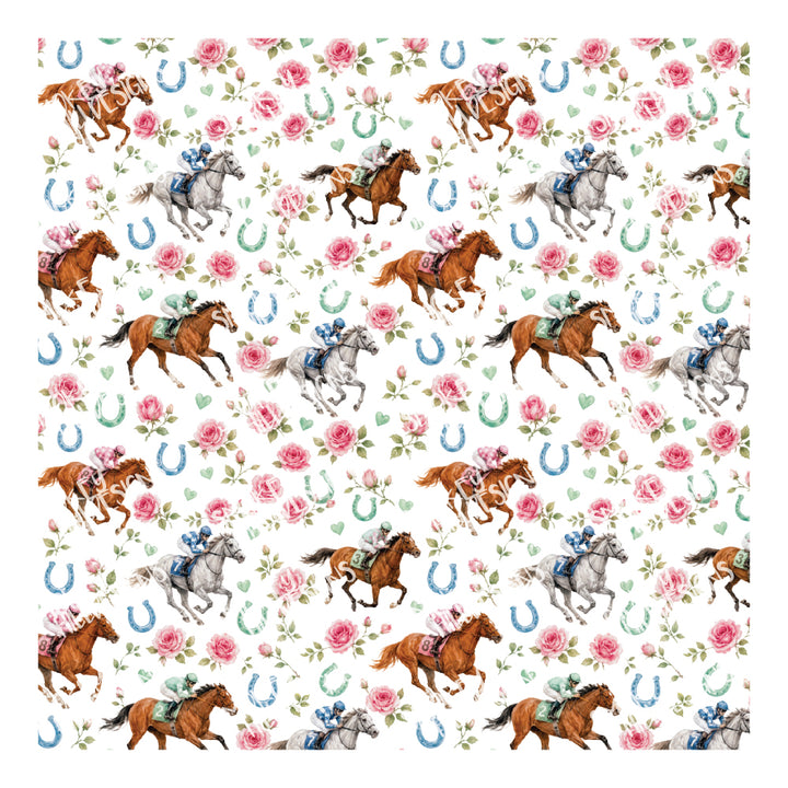 PatternPly® Scattered Racehorses and Roses