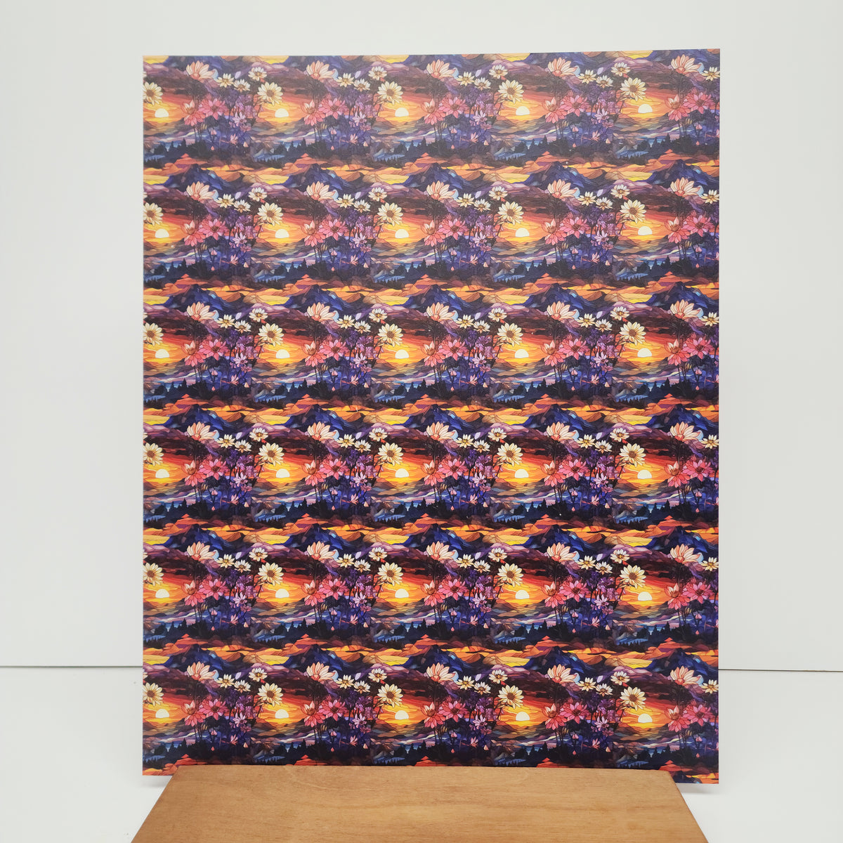 PatternPly® 19x24" Floral Mountain Range Stained Glass Original Scale sheet showing the pattern
