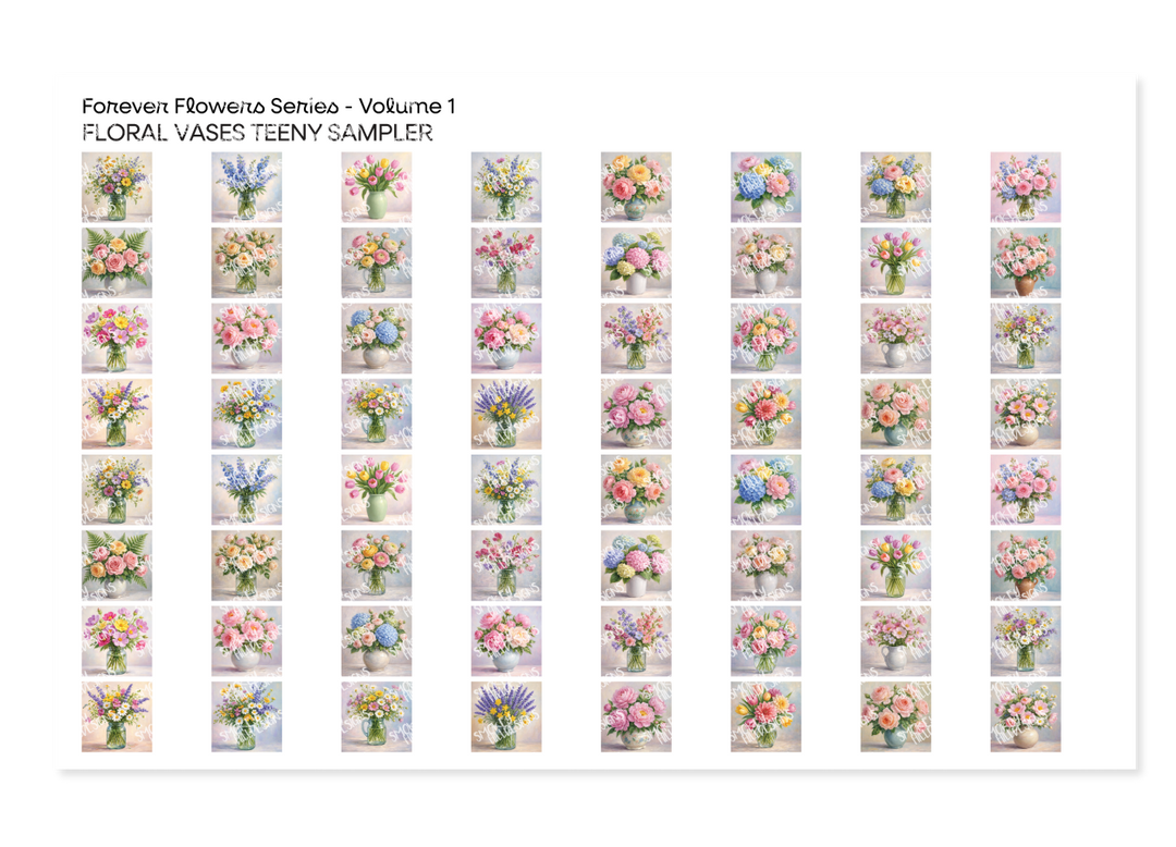 PatternPly® Transparent Forever Flowers Volume 1 Floral Vases Teeny Sampler Teeny Sampler