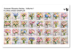 PatternPly® Full Coverage Forever Flowers Volume 1 Floral Vases Sampler: sampler sheet of small art scene designs