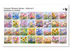 PatternPly® Transparent Forever Flowers Volume 2 Garden Flowers Sampler: sampler sheet of small art scene designs