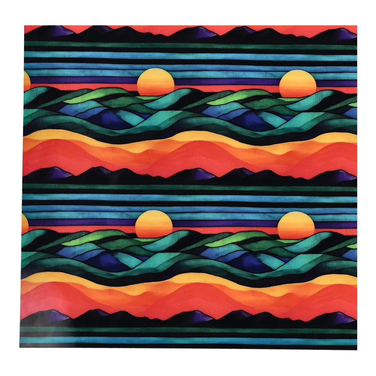 PatternPly® Full Coverage Synth Sunrise sheet showing the pattern