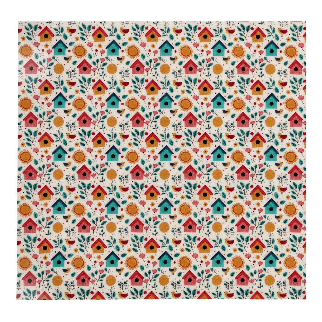 PatternPly® Full Coverage Sunny Birdhouses sheet showing the pattern