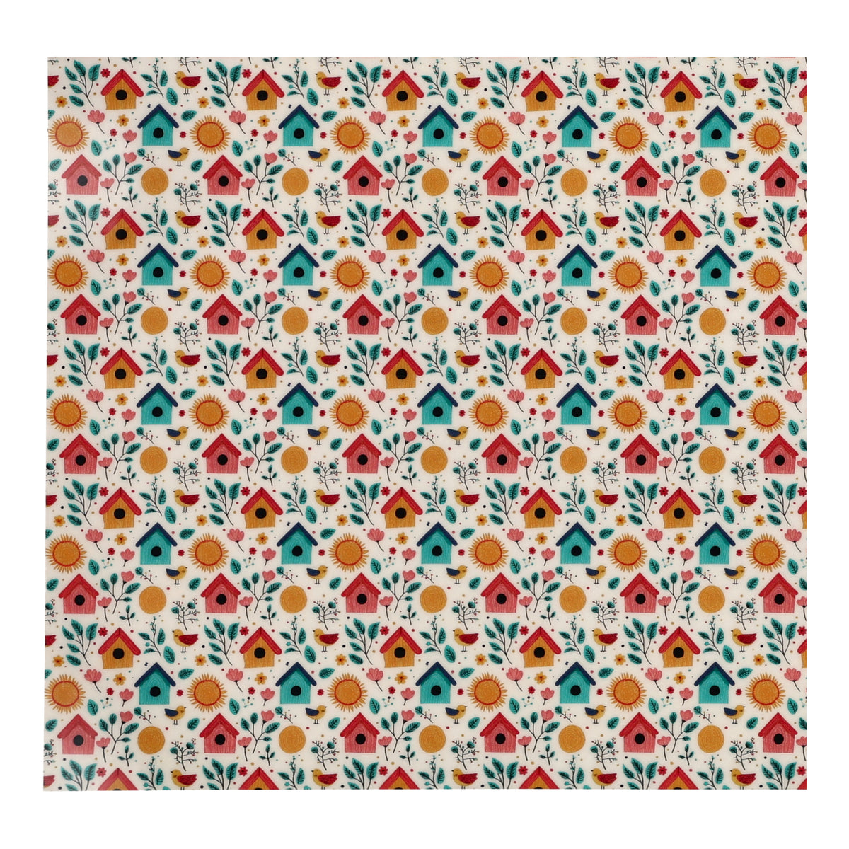PatternPly® Full Coverage Sunny Birdhouses sheet showing the pattern