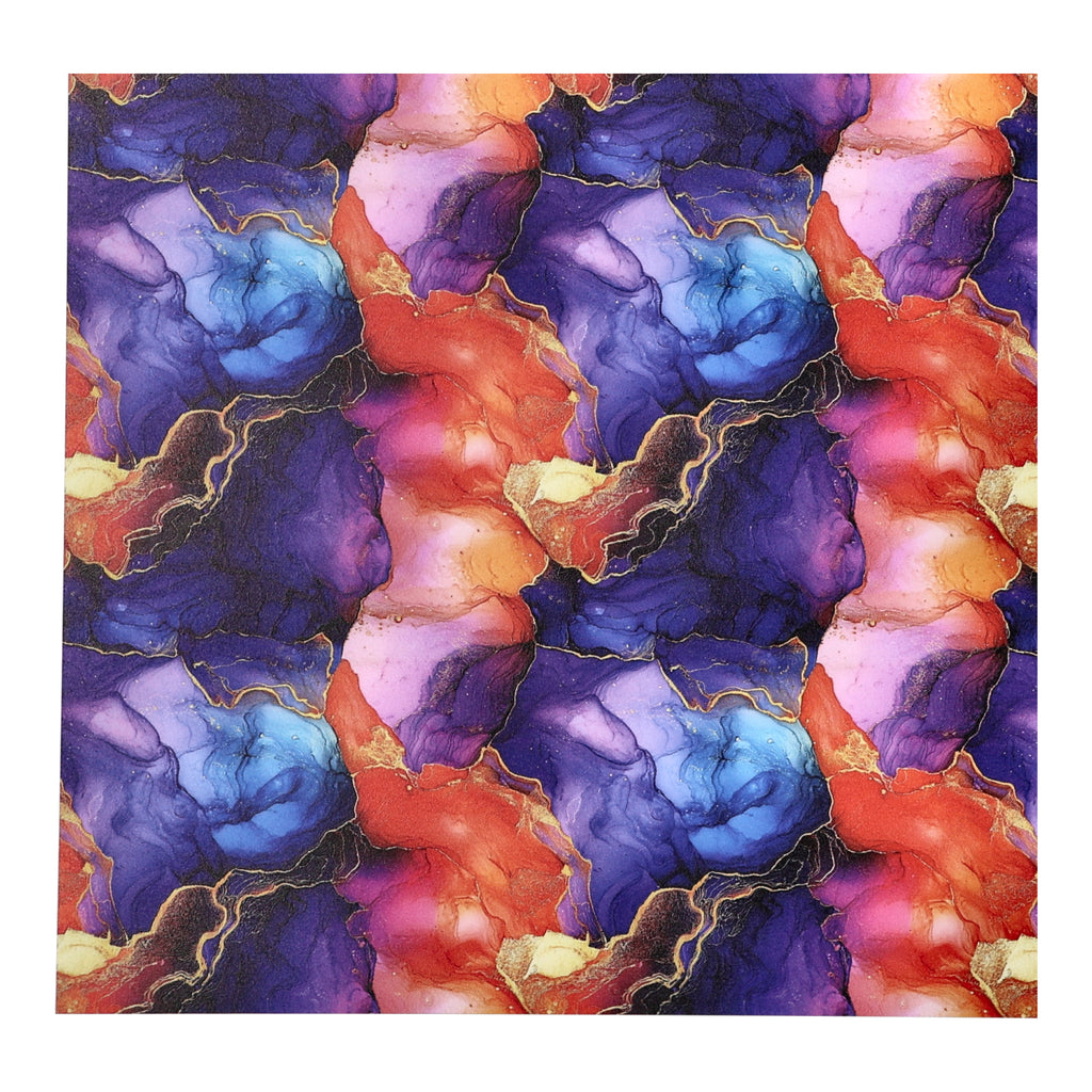 PatternPly® Full Coverage Orange and Purple Inks sheet showing the pattern