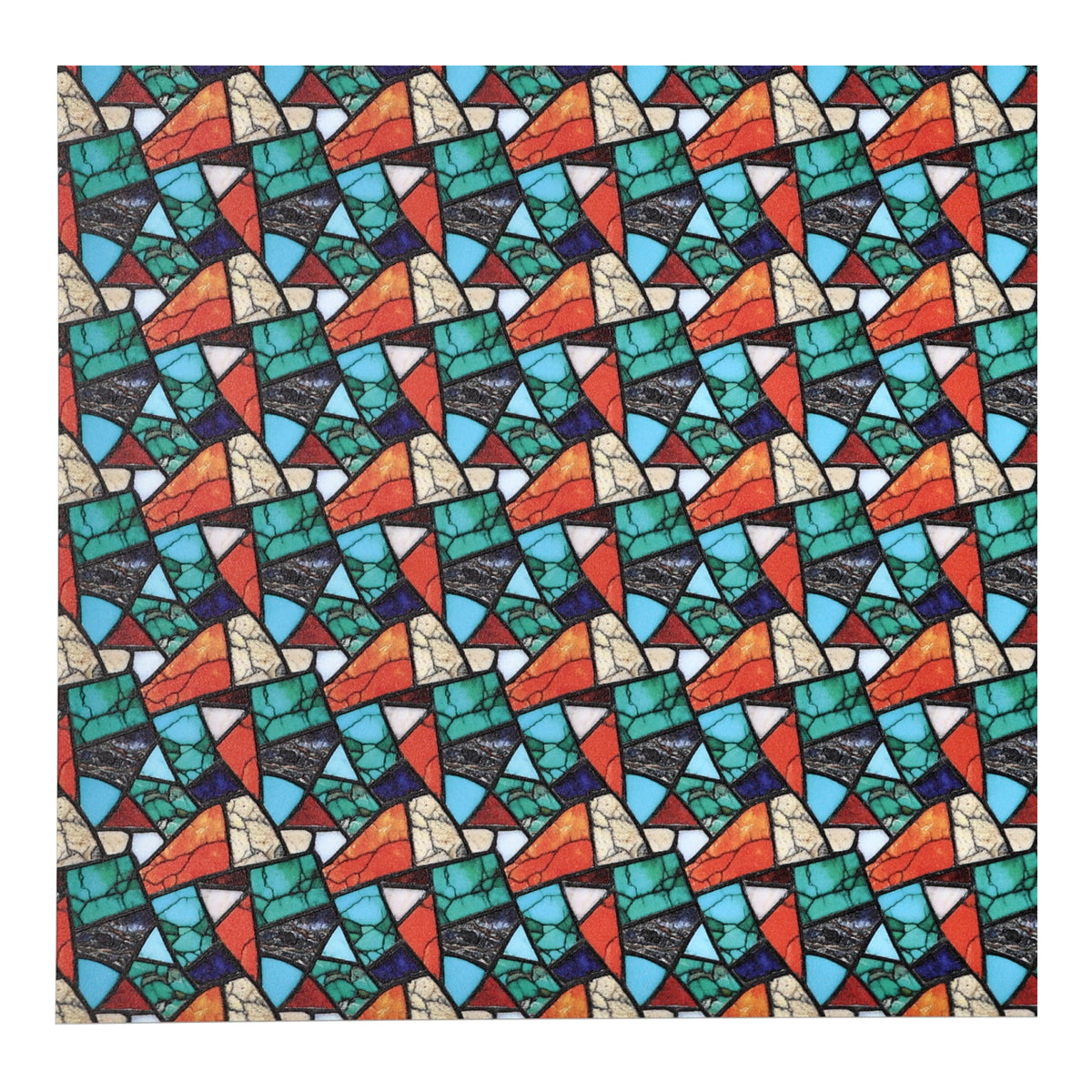 PatternPly® Full Coverage Colorful Turquoise Mosaic Micro sheet showing the pattern
