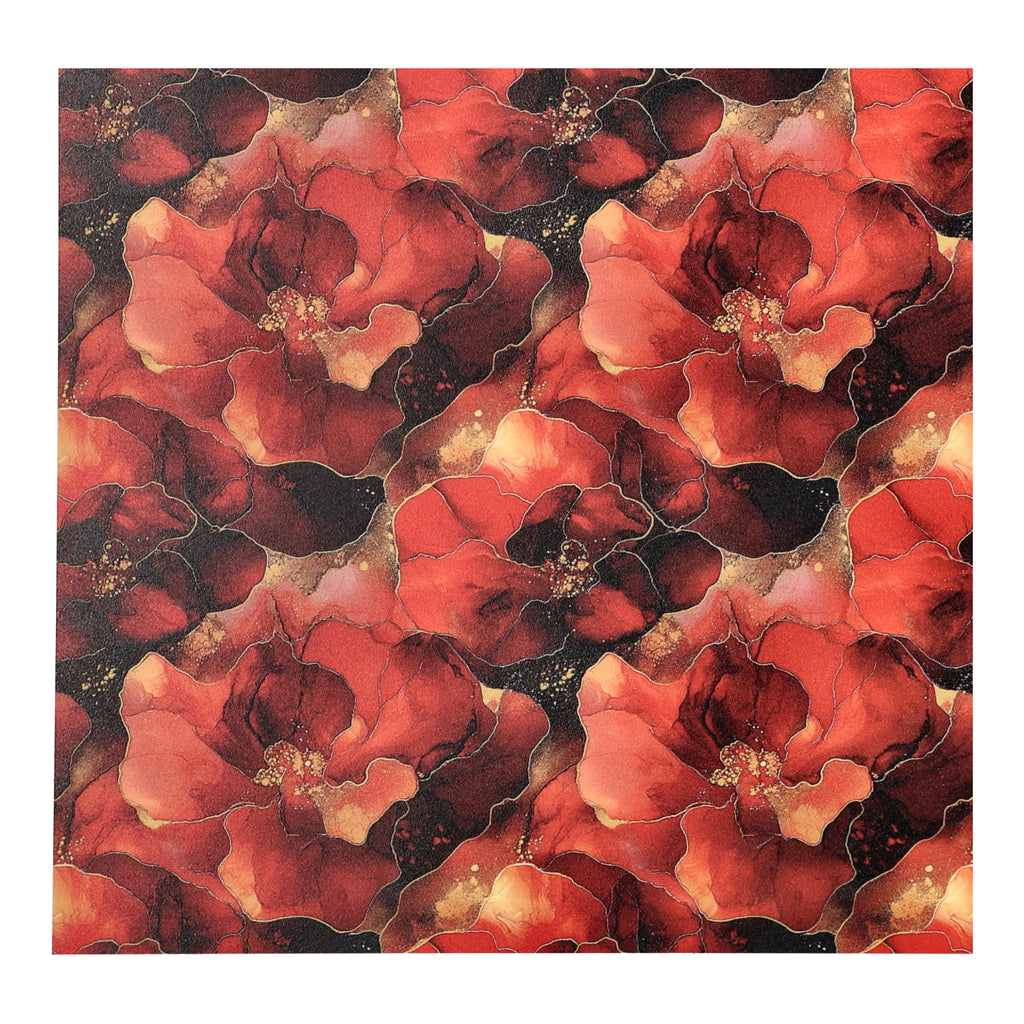 PatternPly® Full Coverage Abstract Red Ink Floral sheet showing the pattern