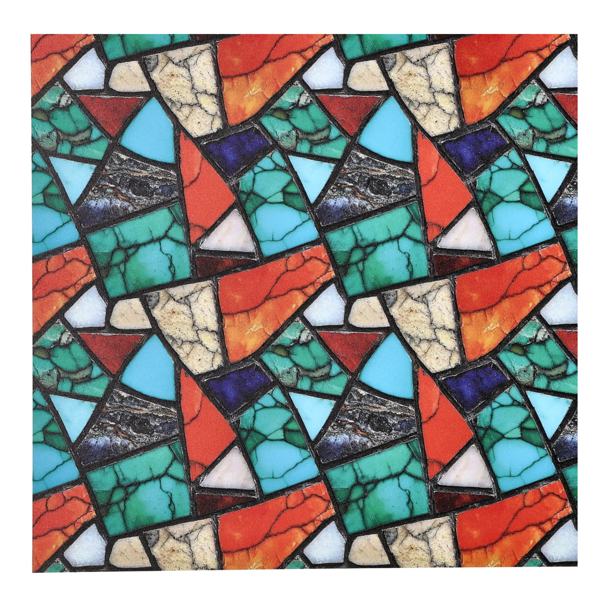 PatternPly® Full Coverage Colorful Turquoise Mosaic sheet showing the pattern