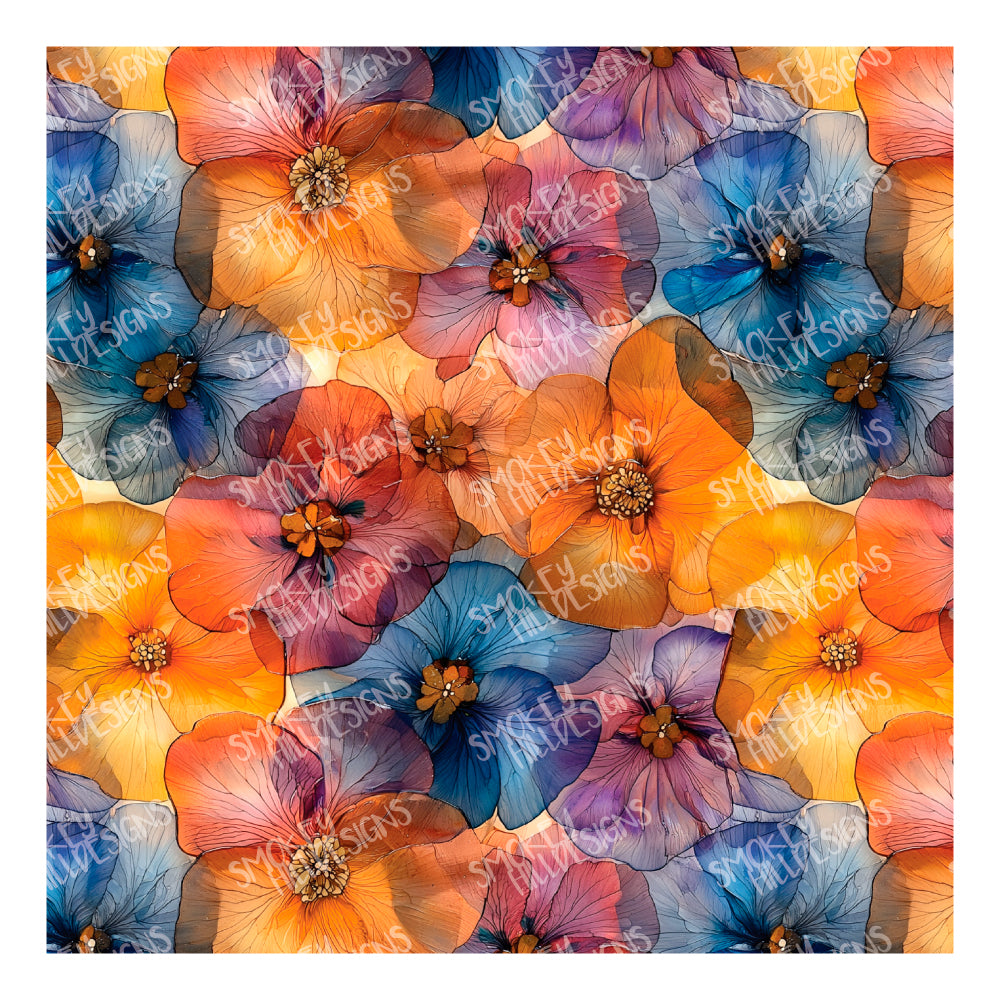 PatternPly® Transparent Glassy Petals sheet showing the pattern