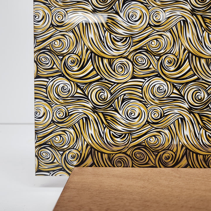 PatternPly® Scattered Gold and Black Swirls