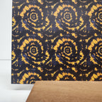 PatternPly® Full Coverage Gold and Black Tie Dye sheet showing the pattern